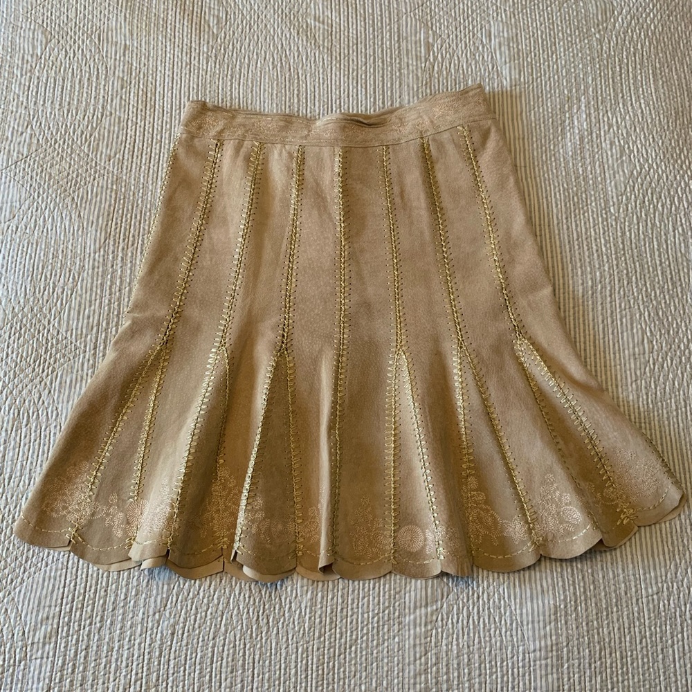 EUC crochet patchwork suede skirt